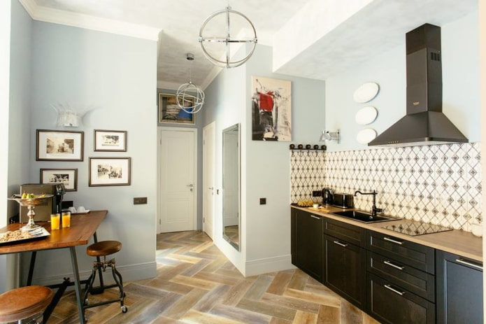 layout de pisos no interior da cozinha