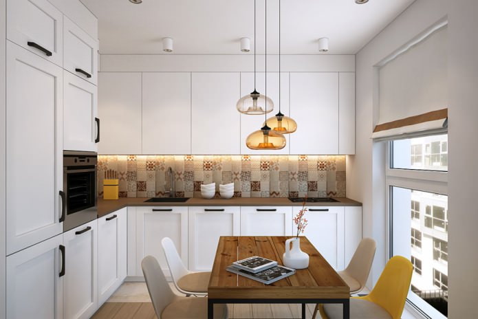 azulejos de patchwork no backsplash da cozinha
