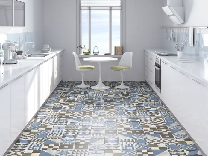 Azulejos de retalhos na cozinha no estilo minimalista