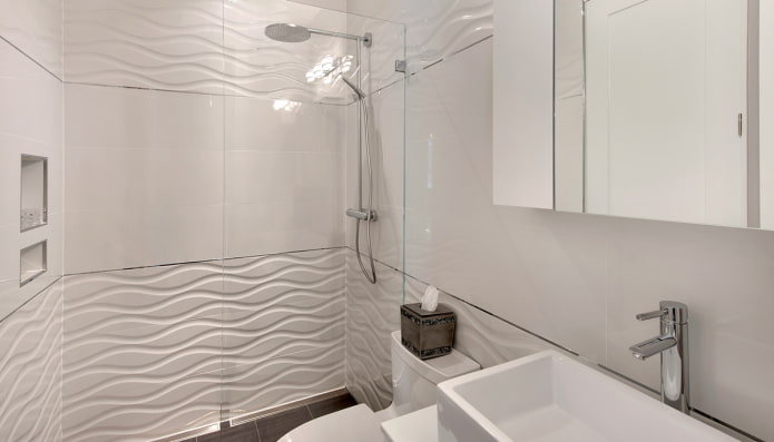 Azulejos 3D no interior do banheiro