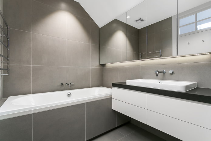 azulejos no interior de um banheiro no estilo minimalista