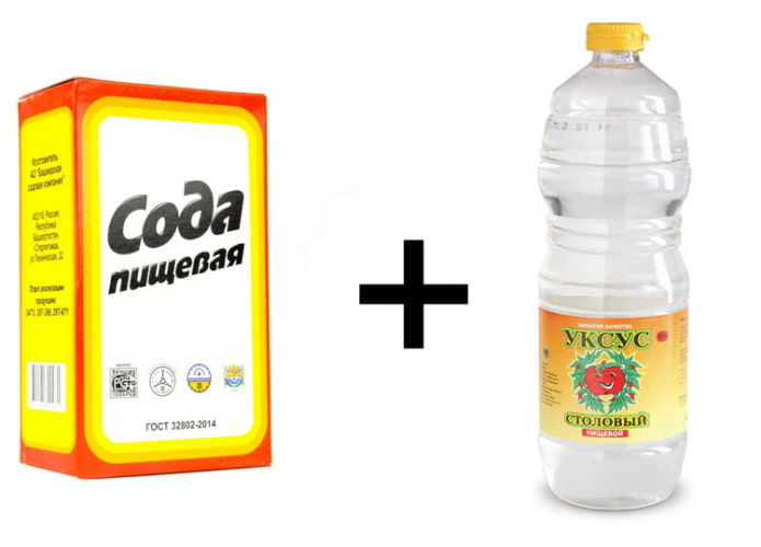 vinagre e bicarbonato de sódio