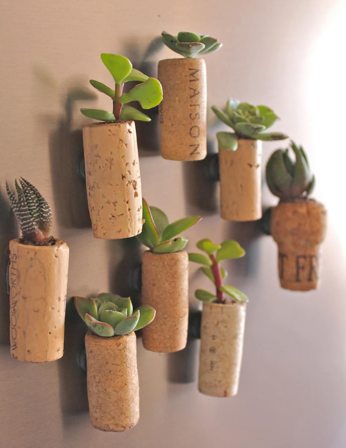 ímãs de geladeira de cortiça mini vasos de flores
