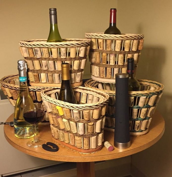 cestos de cortiça para vinho