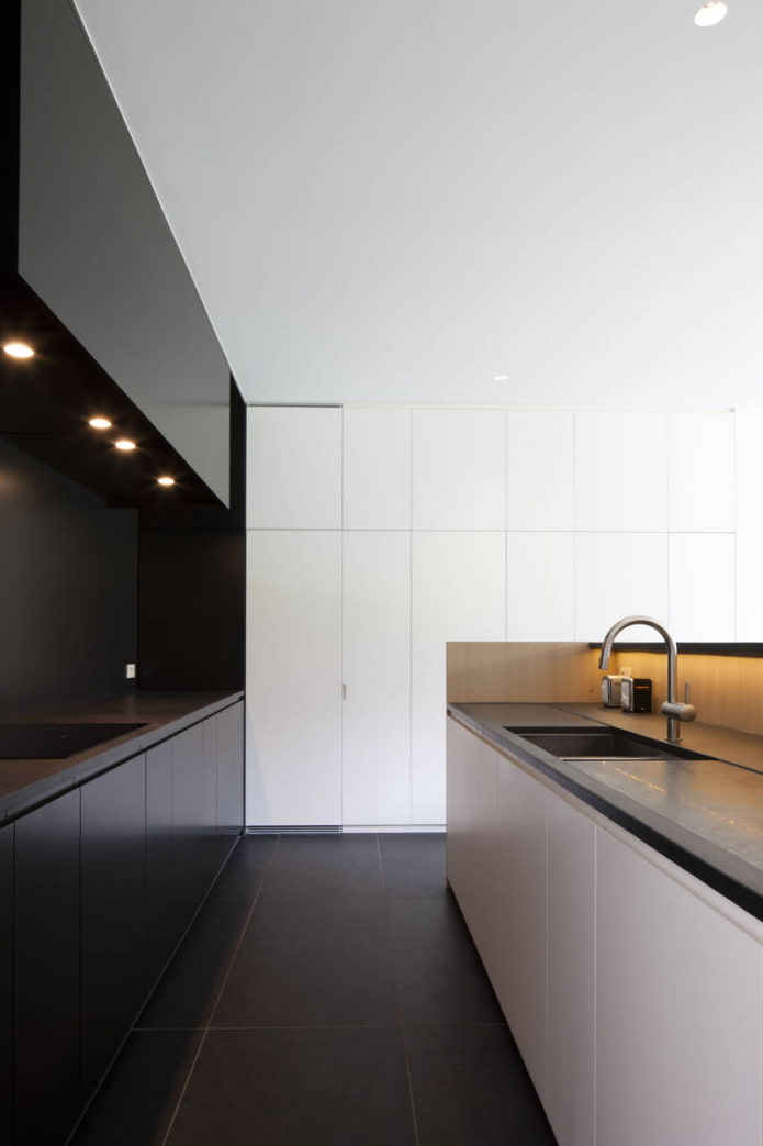 iluminação de fundo de uma cozinha preta