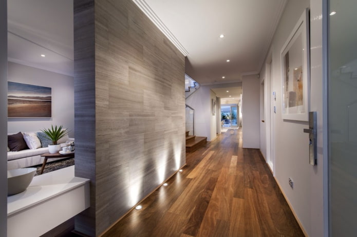 iluminação de piso com holofotes no interior