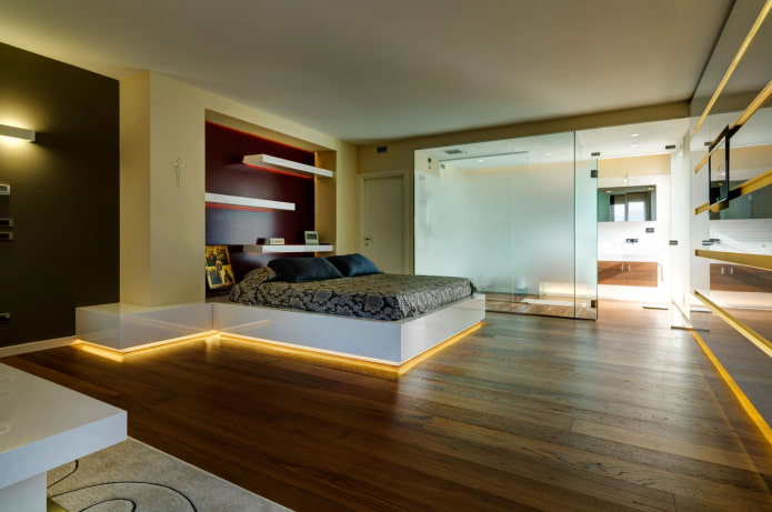 iluminação de piso com fio neon no interior