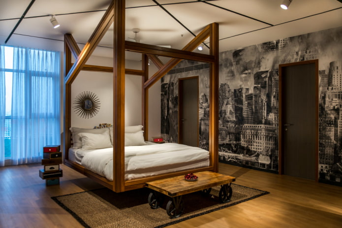 cama suspensa retangular no interior