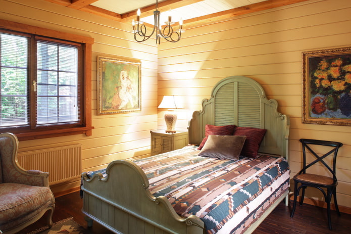 cama com colcha em estilo campestre