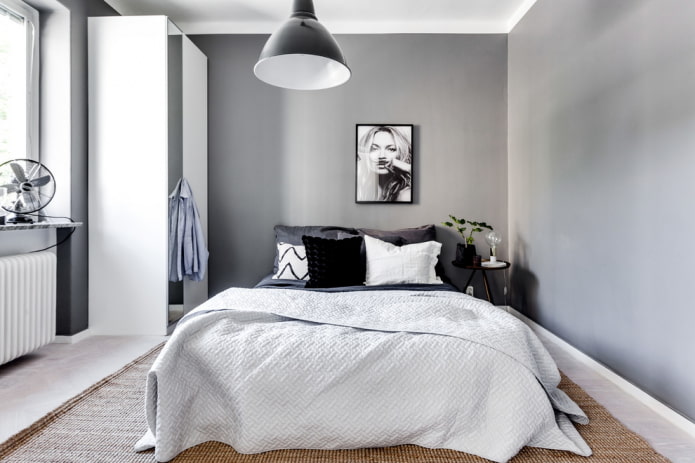 cama com colcha em estilo escandinavo