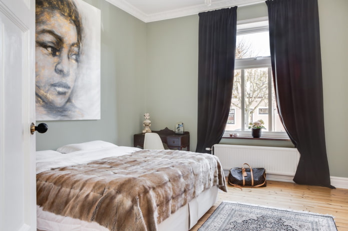 cama com colcha em estilo escandinavo