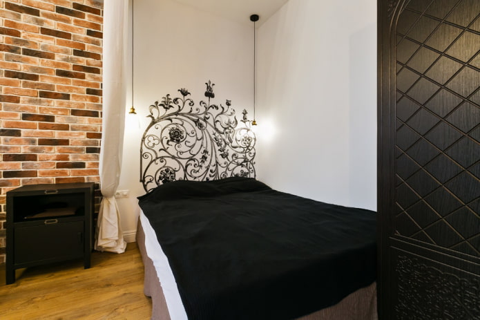 cama com colcha no estilo loft