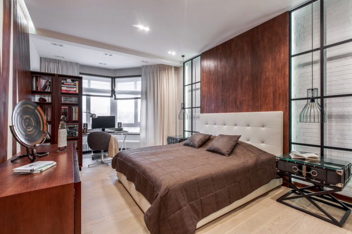 cama com colcha no estilo loft