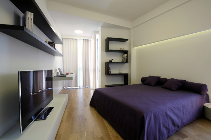 cama com colcha no estilo de alta tecnologia