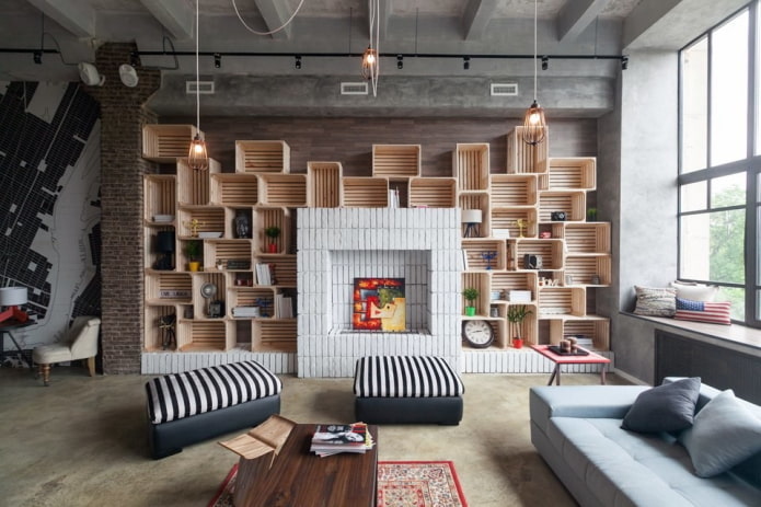 design de prateleiras de parede no interior