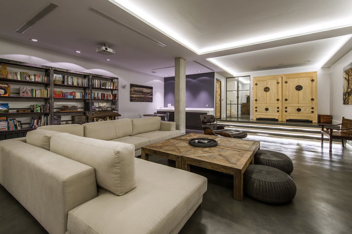 teto de gesso cartonado em estilo loft