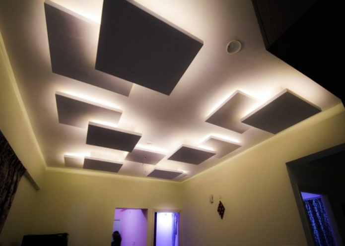estrutura de gesso cartonado com quadrados