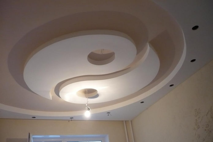 construção de gesso cartonado em forma de yin-yang
