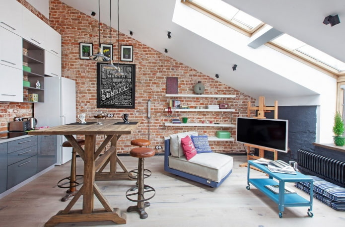 estrutura de teto no sótão em estilo loft
