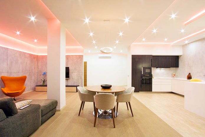 Estrutura de teto com luzes de LED