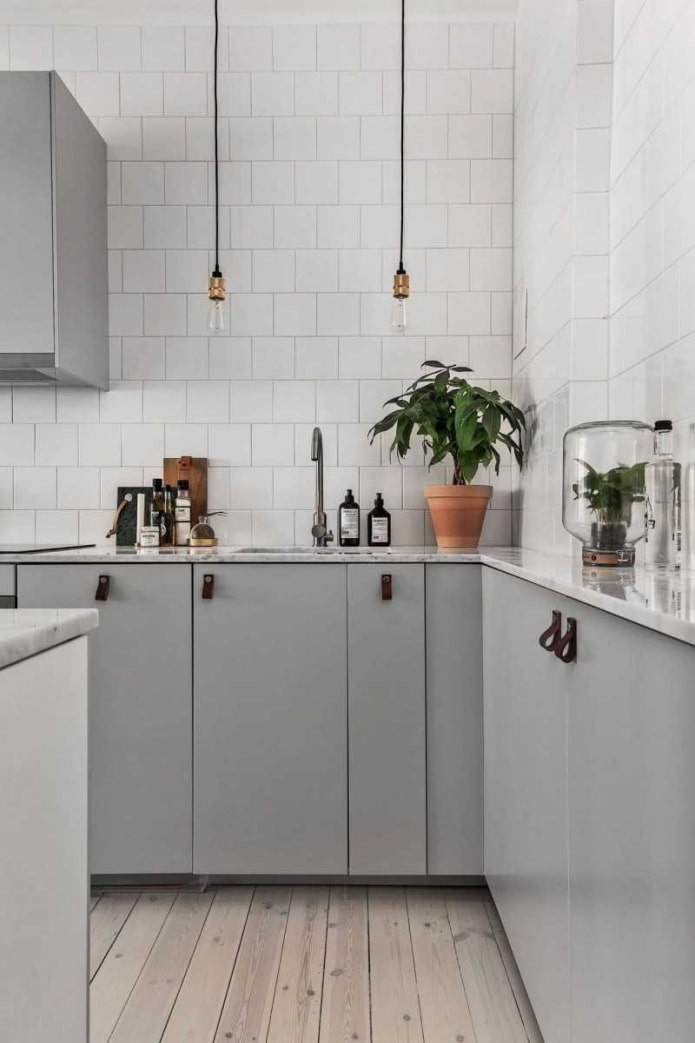 conjunto de cozinha cinza e branco