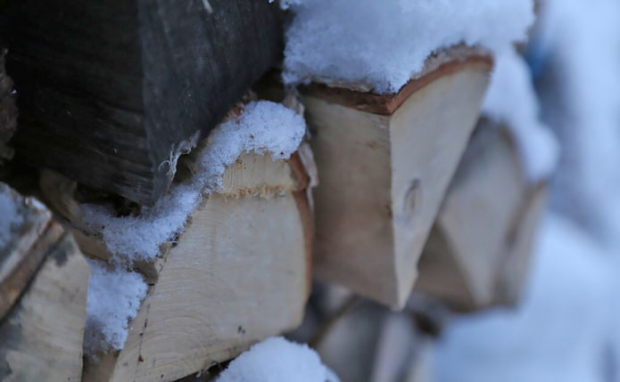 firewood under snow