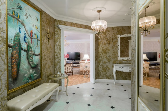 decoração de corredor em estilo clássico