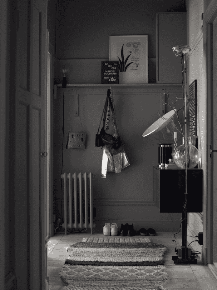 design de um corredor cinza em estilo escandinavo