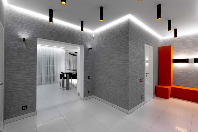 iluminação no interior do corredor em estilo high-tech