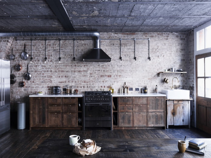cozinha pequena em estilo loft