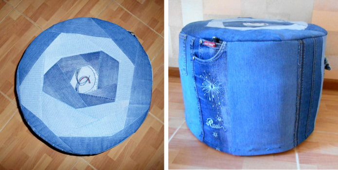 pufe de jeans
