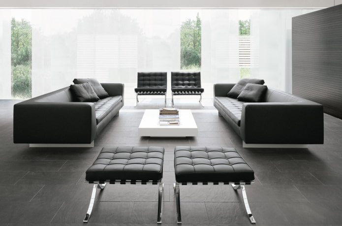pouf em um interior de estilo high-tech