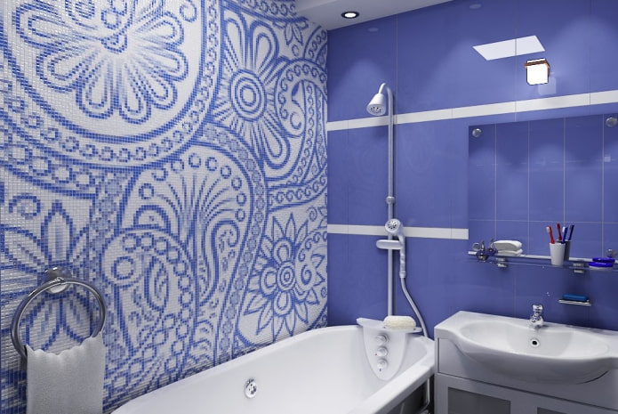 layout de ladrilhos com um ornamento em o interior do banheiro
