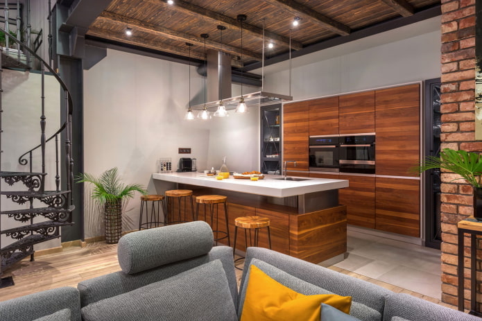 cozinha-sala de estar em estilo loft