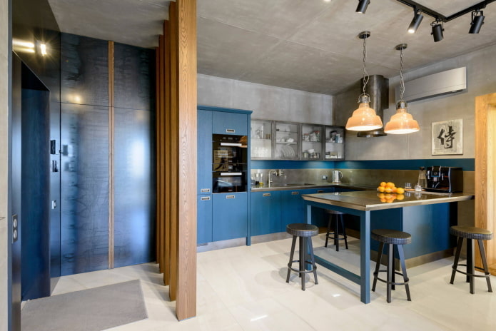 cozinha-sala de estar com ilha