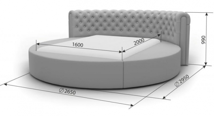 dimensões de uma cama redonda