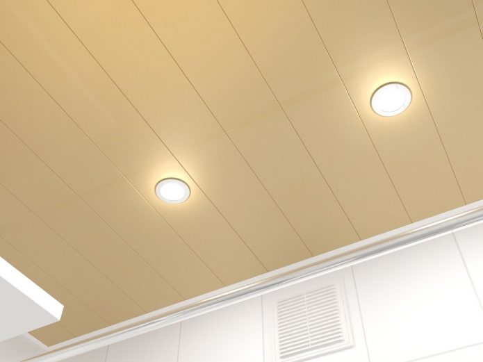 estrutura suspensa de ripas na cor champanhe