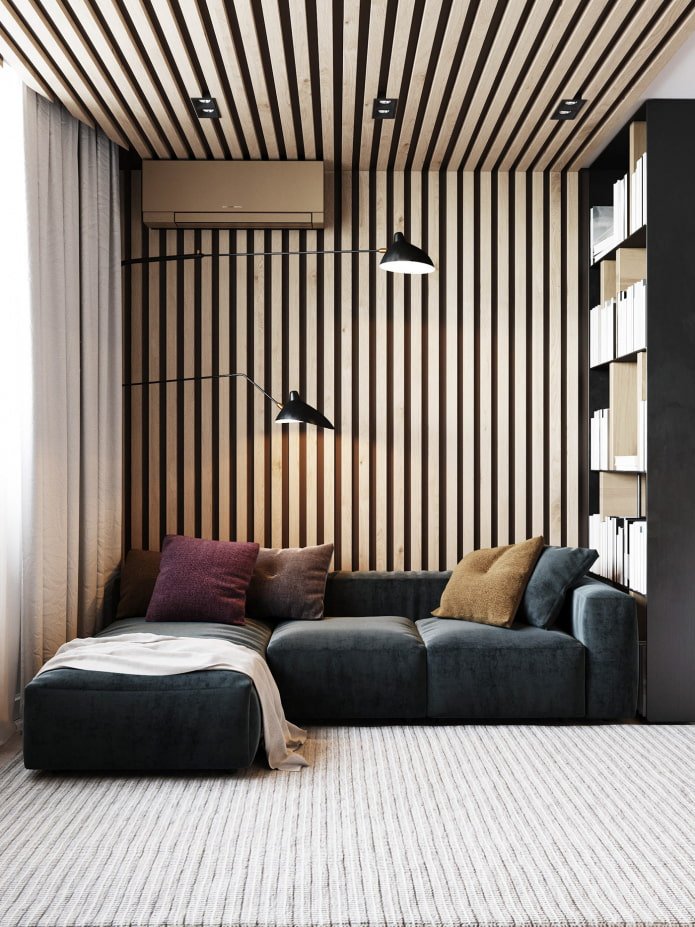 decoração com ripas de um apartamento