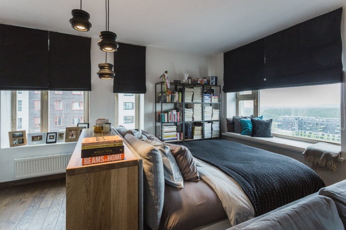 cortinas romanas blackout no quarto