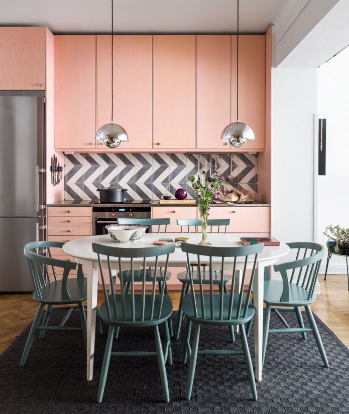 decoração de cozinha em tons de rosa