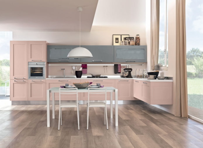 decoração de cozinha em tons de rosa