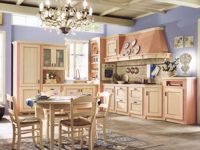 interior de cozinha rosa em estilo provençal