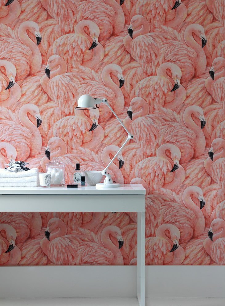papel de parede com flamingo
