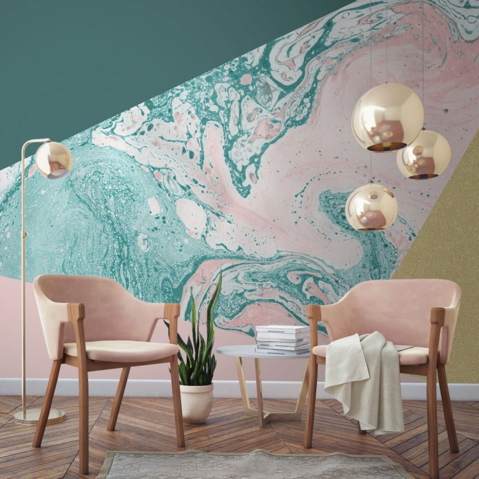 papel de parede rosa e turquesa
