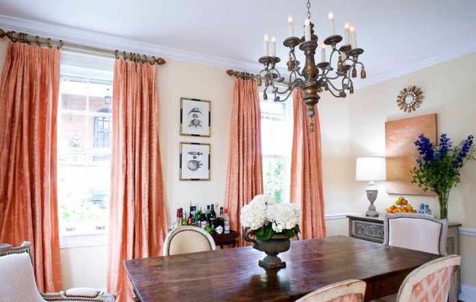 Cortinas pêssego grossas