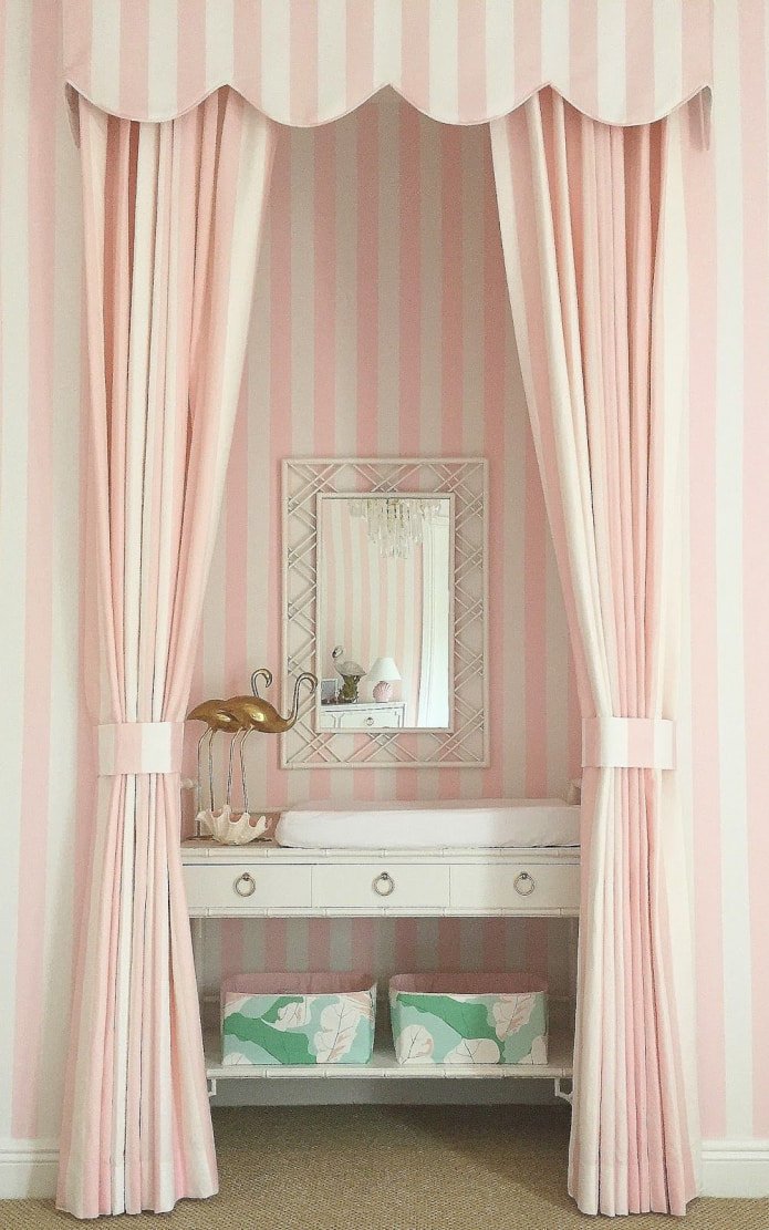 cortinas listradas rosa