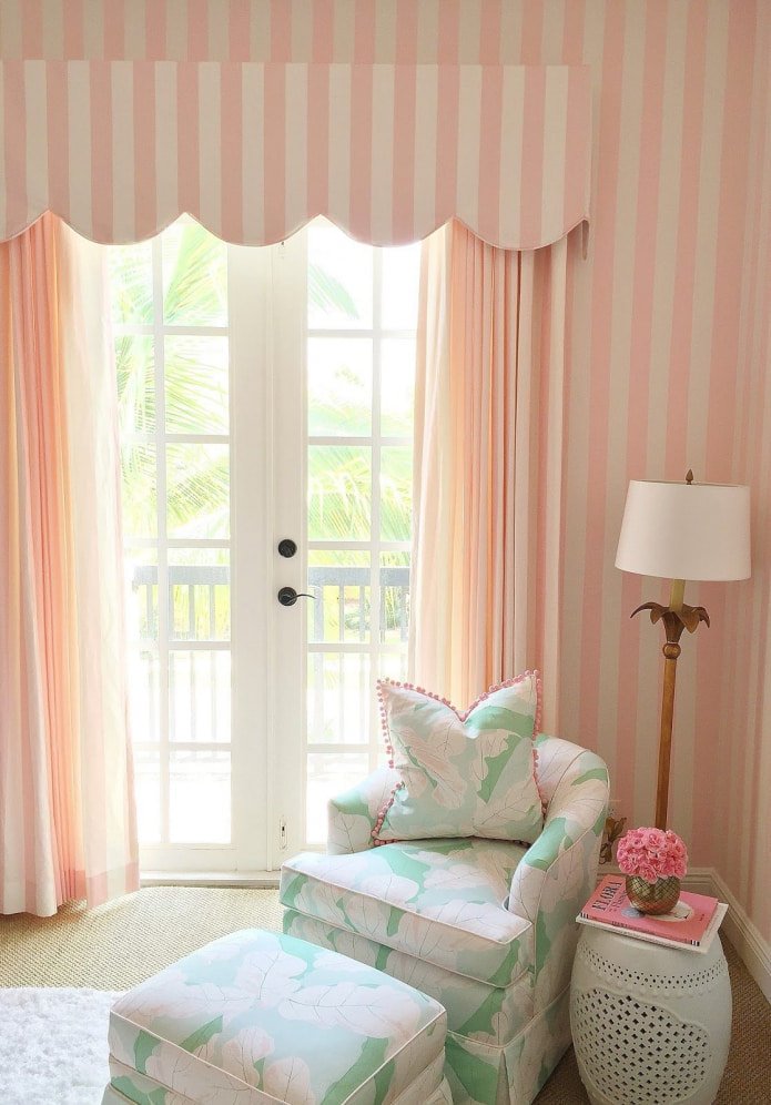 cortinas listradas rosa