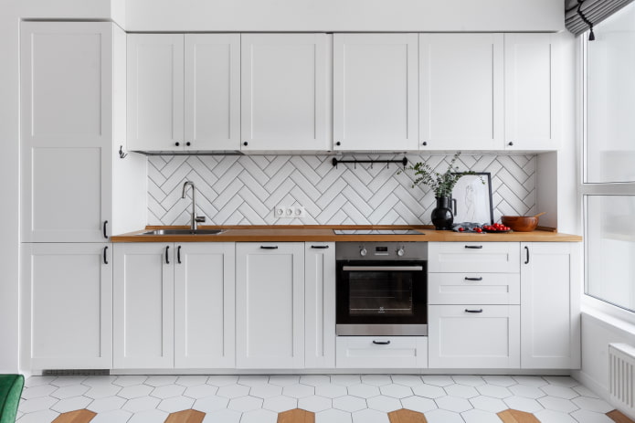 cozinha com puxadores em estilo escandinavo