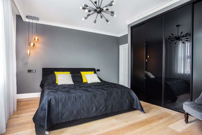 Cinza combinado com preto no interior