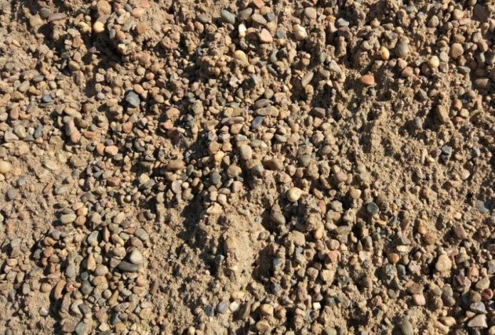 Uma mistura de cascalho e areia